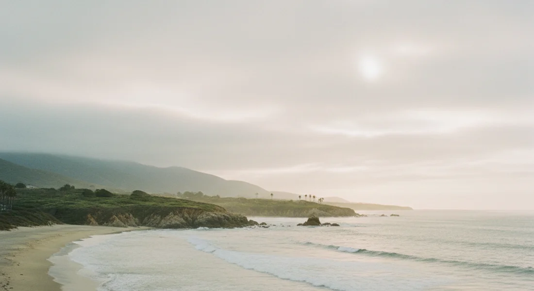 Orange County coastline on an overcast day with muted light