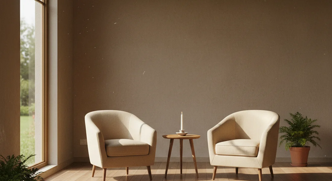 Two chairs facing each other in a quiet room with soft natural light
